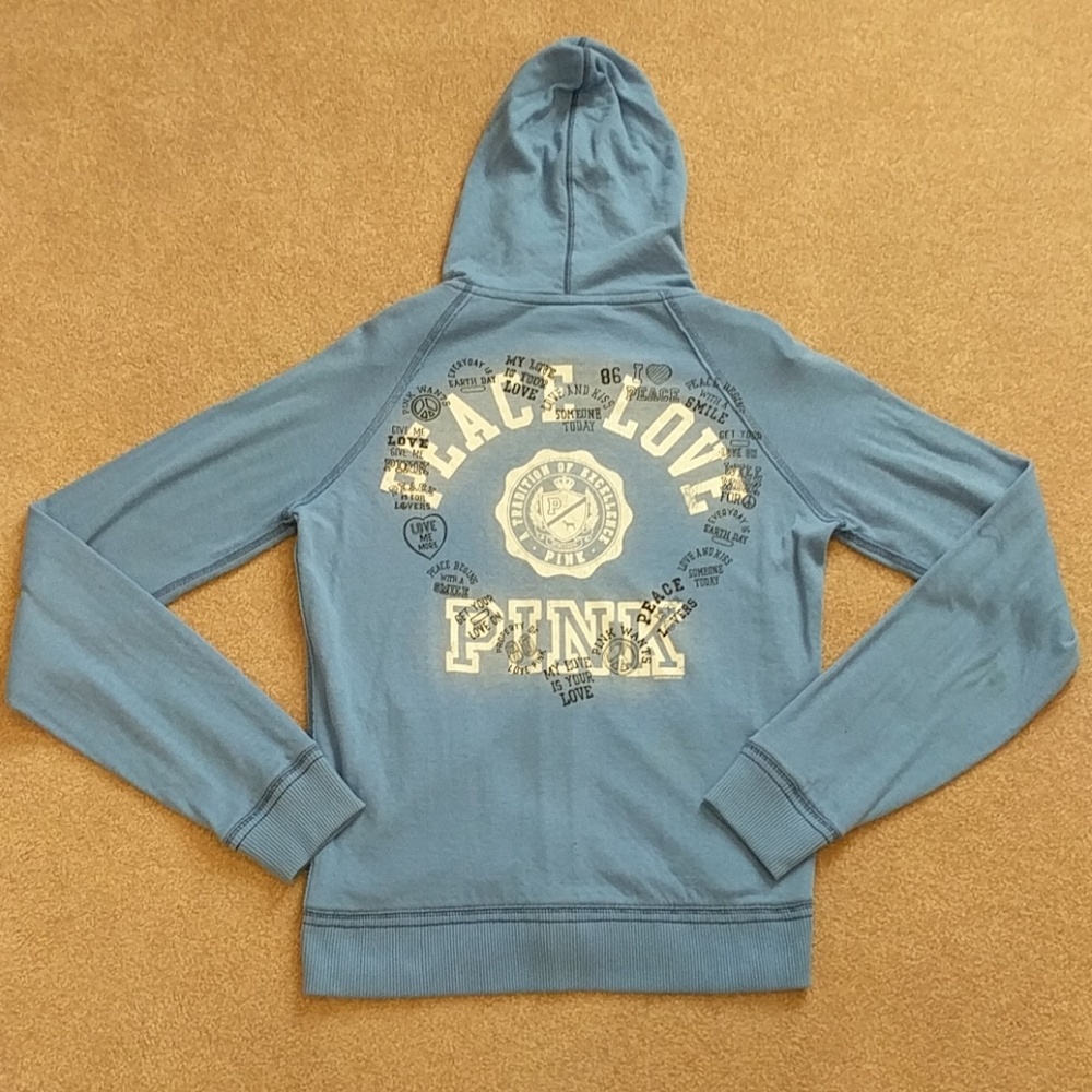 Vintage Victoria's Secret Pink blue zip hoodie - Picture 1 of 2